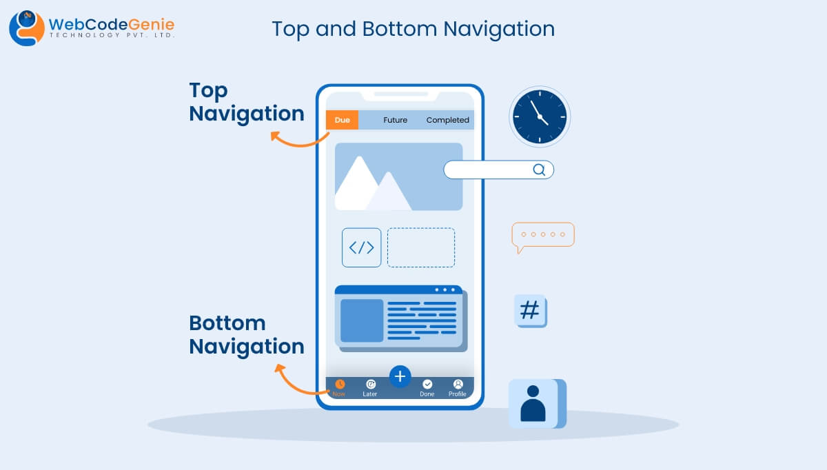 Top and Bottom Navigation - mobile app